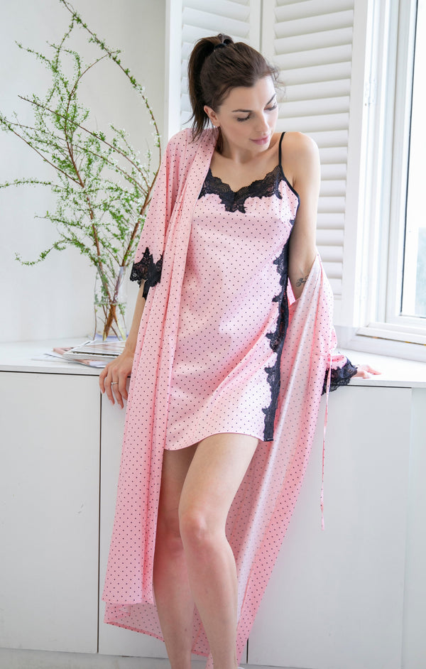 lady pink nightgowns with robe